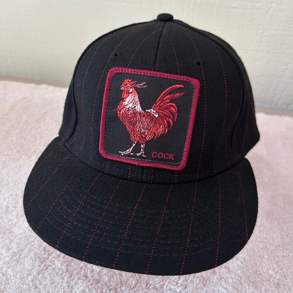 Goorin Bros Wool The Rooster Snapback Adjustable Hat OS Black Red Pinstripe